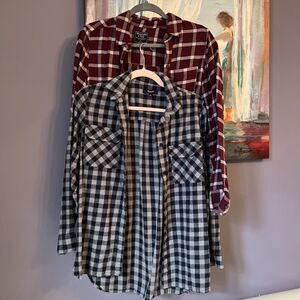 Madewell/Abercrombie Fitch Sz S (2) Shirts Womens Plaid Gray Red